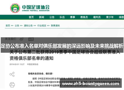 足协公布准入名单对俱乐部发展的深远影响及未来挑战解析